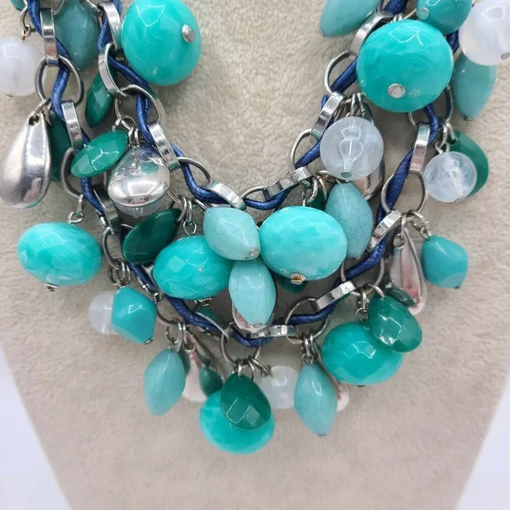 Lane Bryant Chunky Beaded Silver Tone Necklace